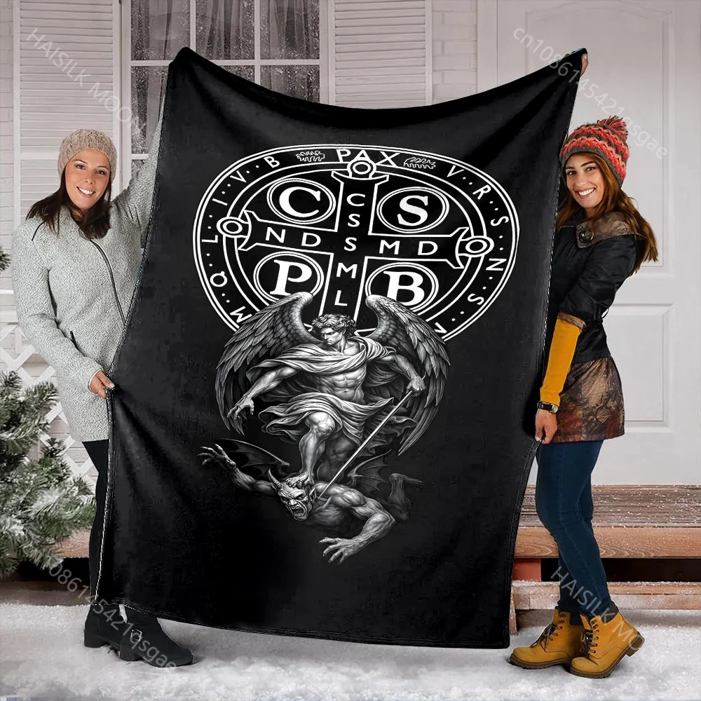 St. Benedict Cross and Angel Defeating Demon print blanket Prayer blankets for believers suitable for home sofa camping travel
St. Benedict Cross and Angel Defeating Demon print blanket Prayer blankets for believers suitable for home sofa camping travel