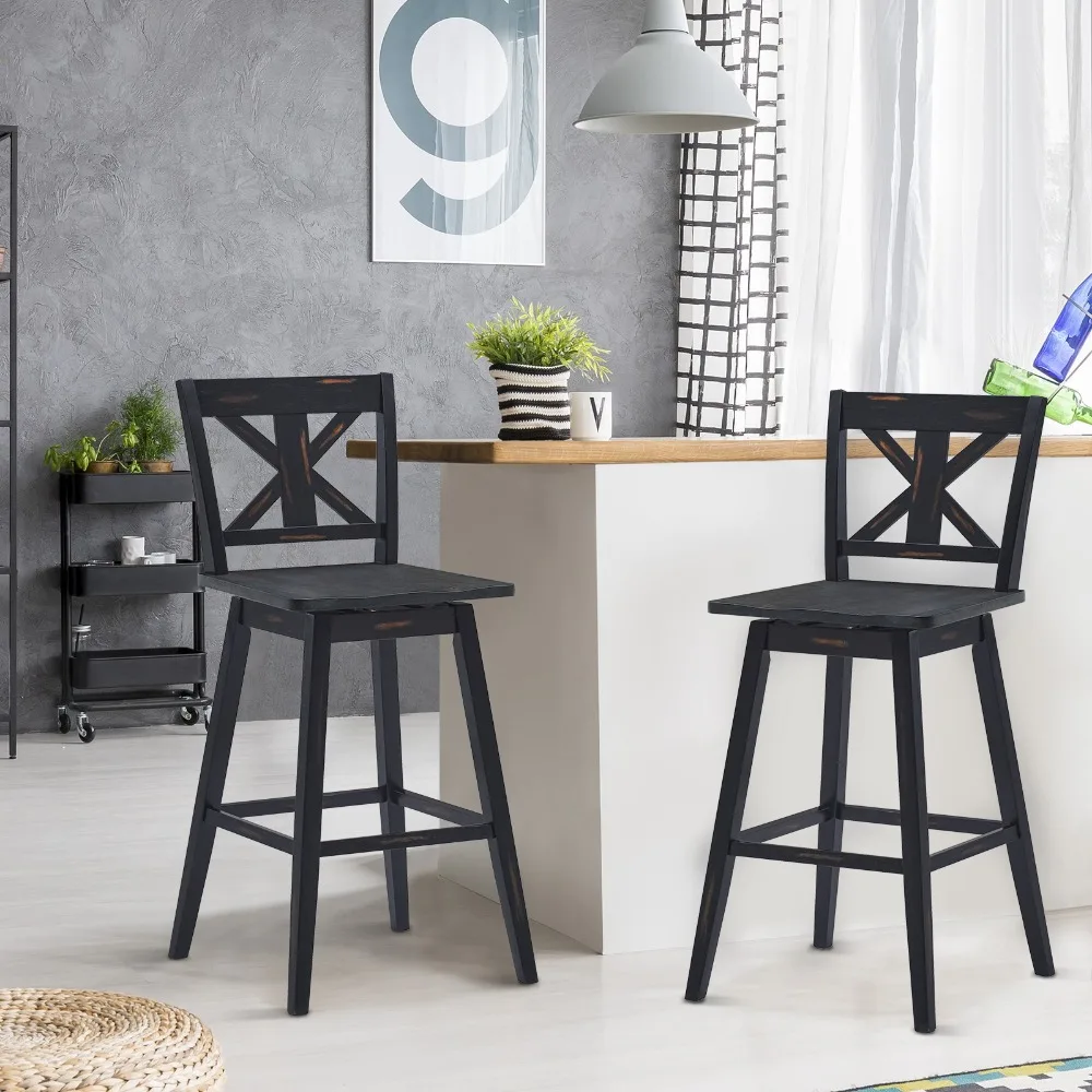 4PCS Bar Stools Swivel Pub Height Chairs W/ Rubber Wood Legs Black
4PCS Bar Stools Swivel Pub Height Chairs W/ Rubber Wood Legs Black