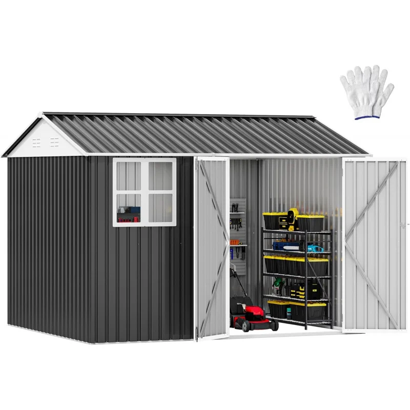 10x8ft Oversized Outdoor Steel Storage Shed, Lockable Window & Sloped Roof, Large Organizer Garden Patio Garage
10x8ft Oversized Outdoor Steel Storage Shed, Lockable Window & Sloped Roof, Large Organizer Garden Patio Garage