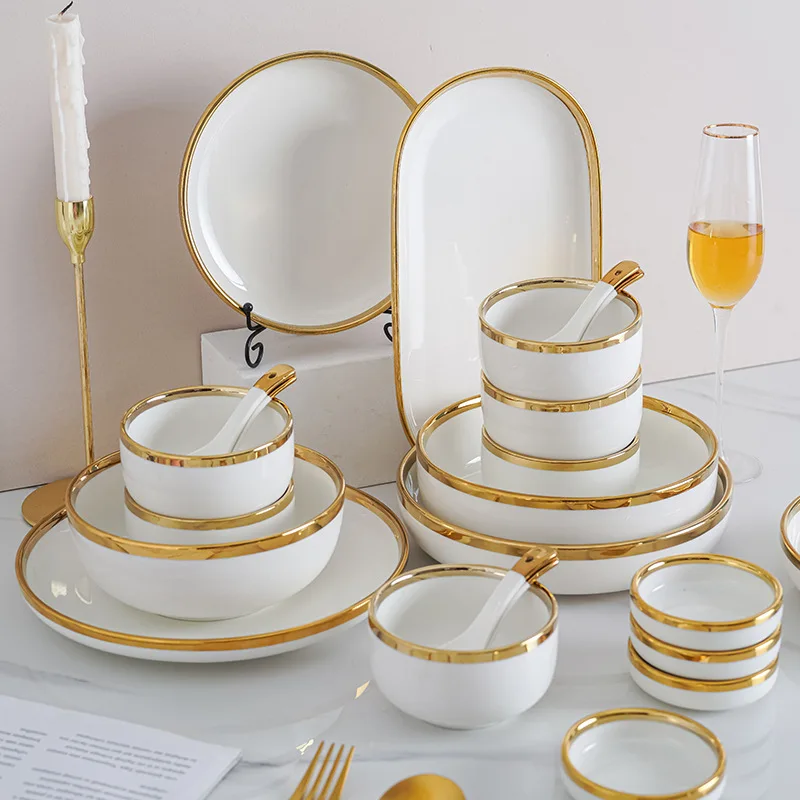 Hot Nordic White Dinnerware Set Bone China Dinner Set 32piece Dinnerware Porcelain Dinner Set With Golden Line
Hot Nordic White Dinnerware Set Bone China Dinner Set 32piece Dinnerware Porcelain Dinner Set With Golden Line