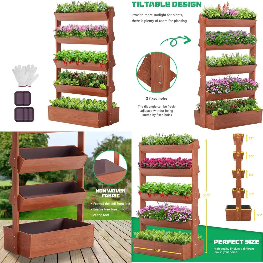 5-Tier Vertical Wooden Garden Bed - Freestanding Plant Stand for Flowers and Plants, Durable Wooden Planter Box with Long-Lastin
5-Tier Vertical Wooden Garden Bed - Freestanding Plant Stand for Flowers and Plants, Durable Wooden Planter Box with Long-Lastin