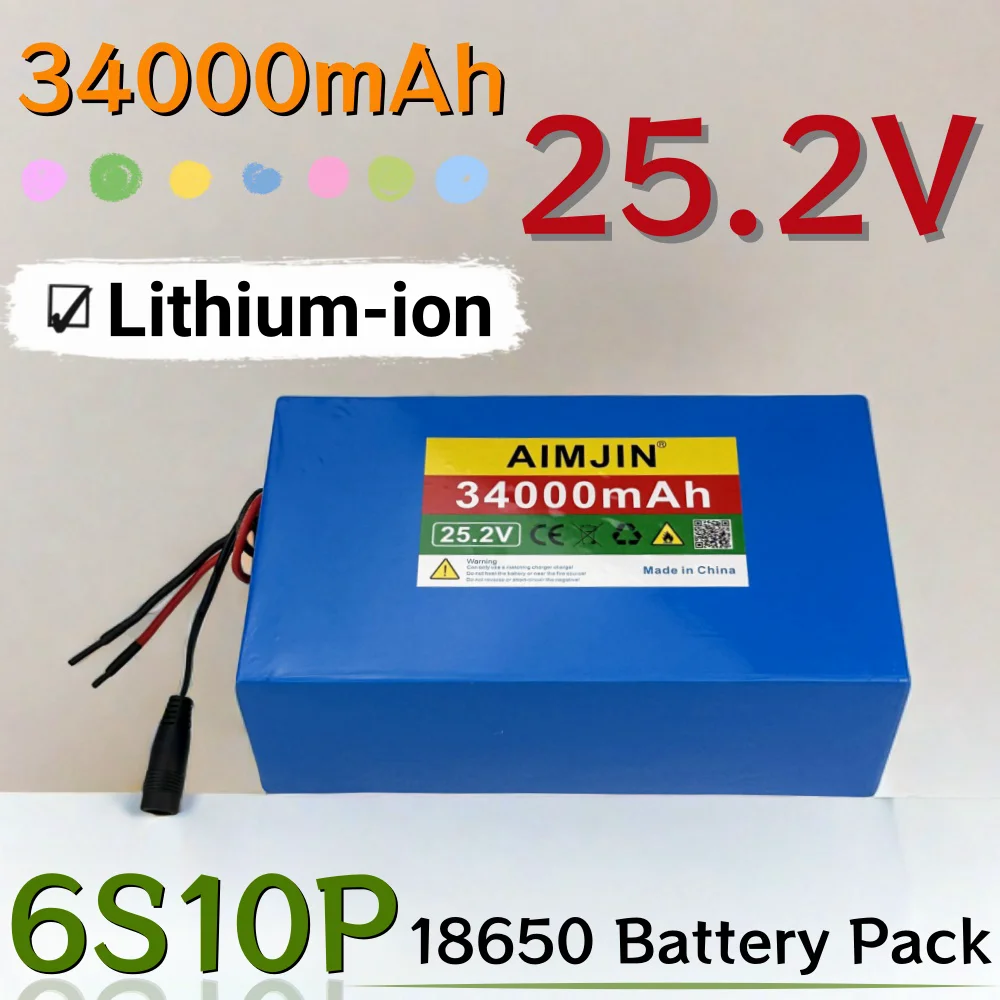 100% NEW 18650 6S10P Lithium-ion Battery Pack 25.2V 34000mAh Suitable for Electric Bicycle Electric motorcycle Battery etc
100% NEW 18650 6S10P Lithium-ion Battery Pack 25.2V 34000mAh Suitable for Electric Bicycle Electric motorcycle Battery etc