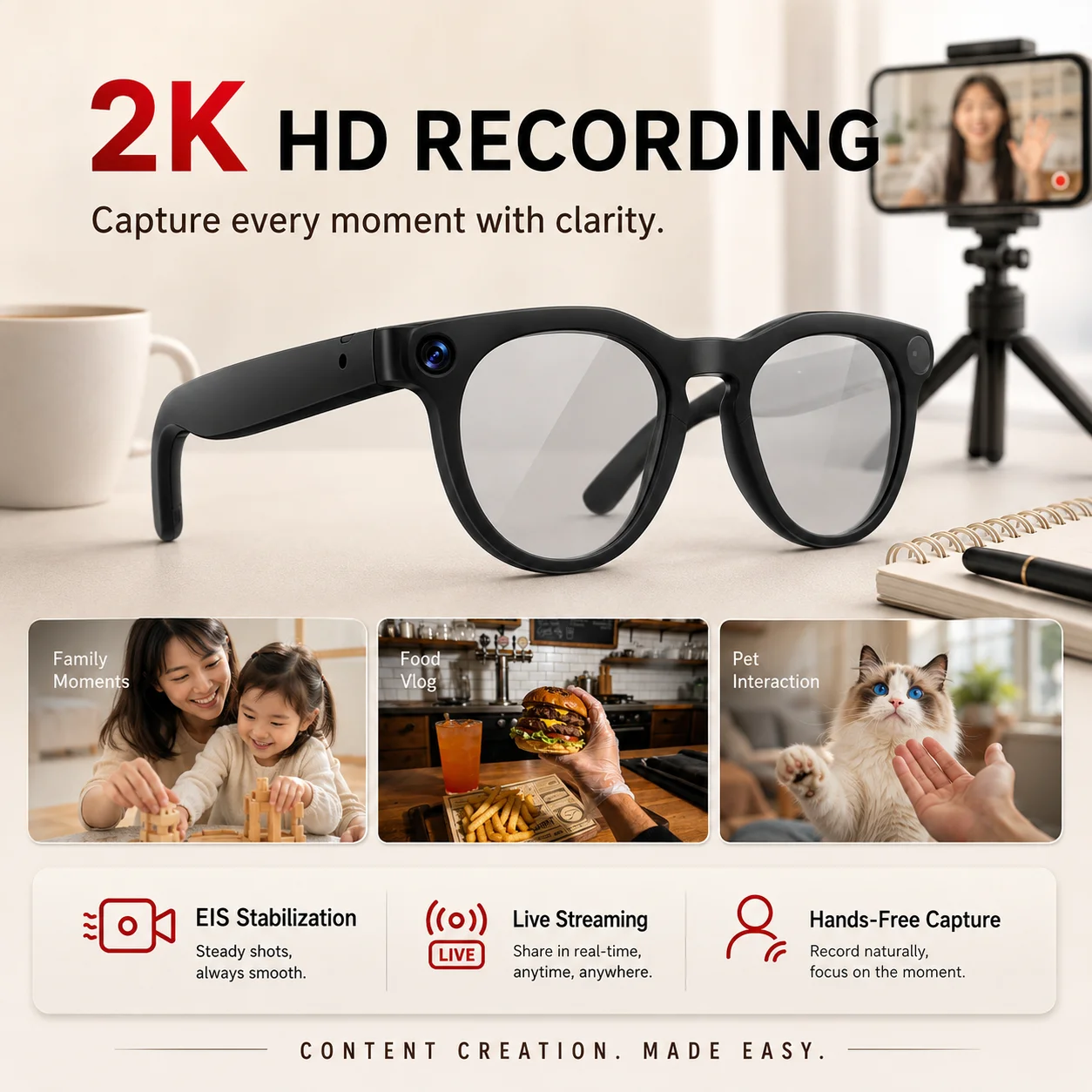 CY02 AI Smart Glasses 13MP Dual Camera 1080P HD Video Recording Real-Time Translation App Control for Travel Business Sports
CY02 AI Smart Glasses 13MP Dual Camera 1080P HD Video Recording Real-Time Translation App Control for Travel Business Sports