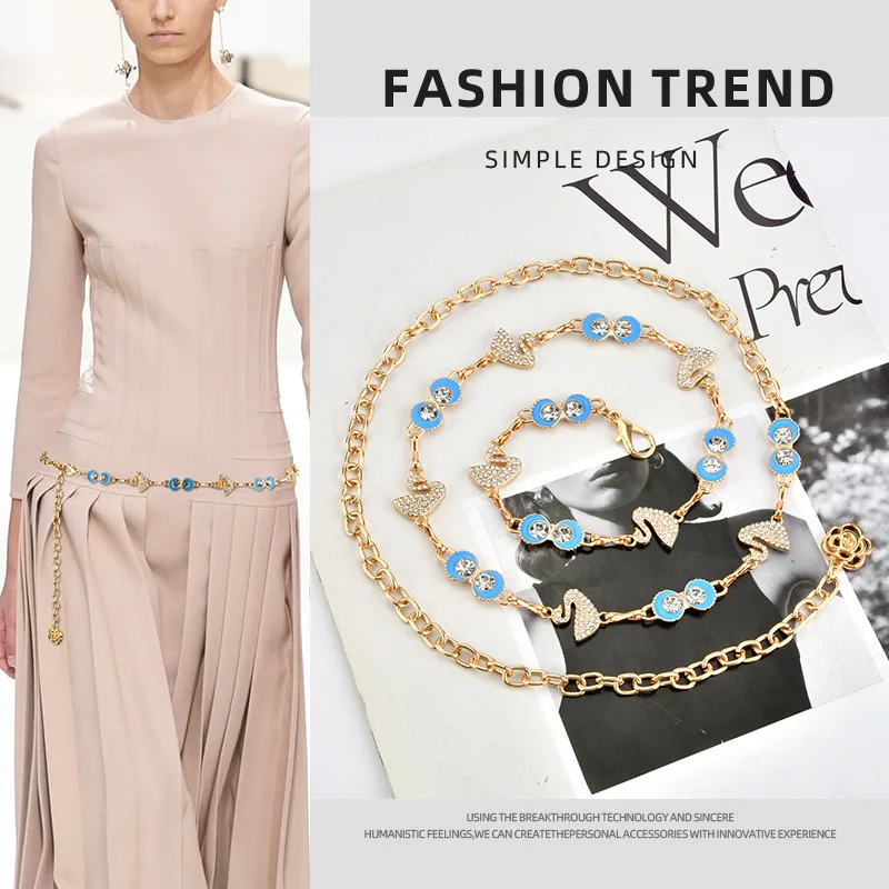 New Rhinestone ins Metal Women Waistband Belt Fashion Dress Sweater Coat Chain Belt for Ladies
New Rhinestone ins Metal Women Waistband Belt Fashion Dress Sweater Coat Chain Belt for Ladies