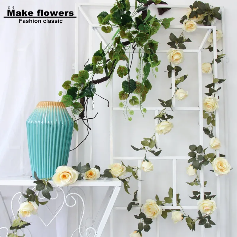 Simulation rose flower vine balcony hanging basket rattan chair ceiling air conditioning pipe decoration shielding winding
Simulation rose flower vine balcony hanging basket rattan chair ceiling air conditioning pipe decoration shielding winding