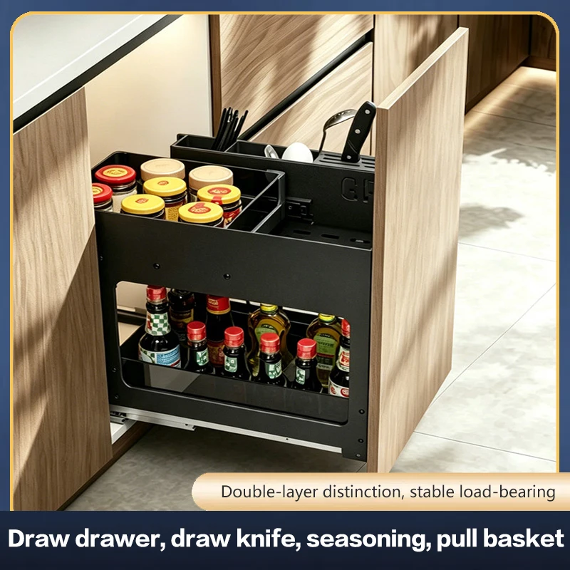 Multifunctional Three Tier Aluminum Alloy Drawer In Drawer Spice Rack With Soft Closing For Narrow Kitchen Cabinet Storage
Multifunctional Three Tier Aluminum Alloy Drawer In Drawer Spice Rack With Soft Closing For Narrow Kitchen Cabinet Storage