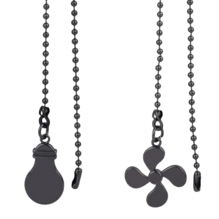 2pcs Ceiling Fan Pull Chain Extension, 14in Black String Chain Extension with Fan and Bulb Pendants Decorative Accessory for Li
2pcs Ceiling Fan Pull Chain Extension, 14in Black String Chain Extension with Fan and Bulb Pendants Decorative Accessory for Li