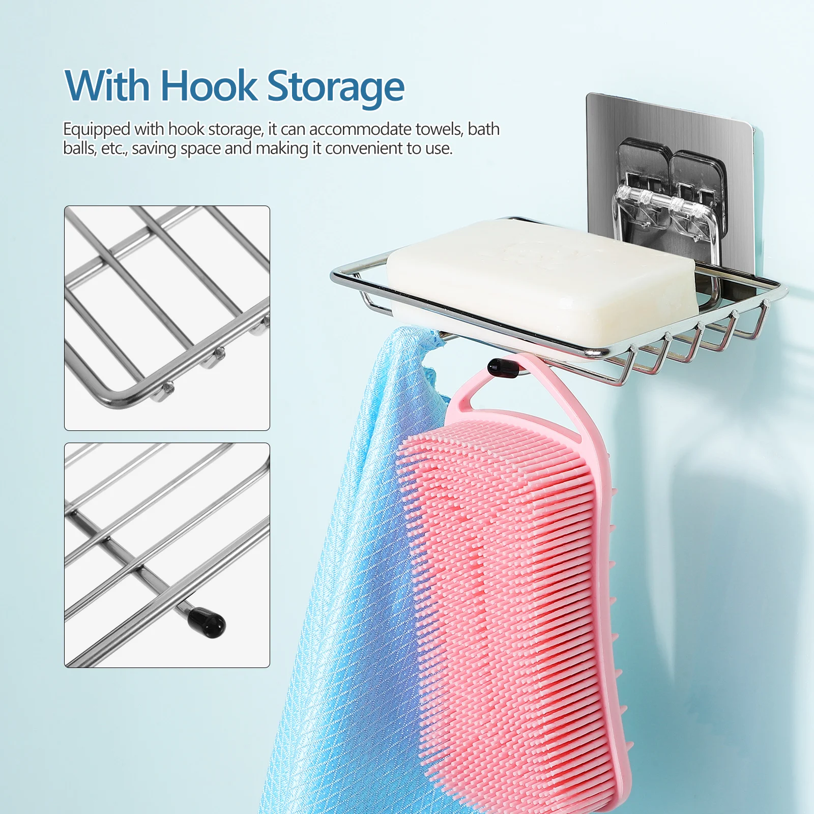 No Punch for Shower Wall Shower Soap Dish Mount Stainless Steel Drainage Rack with Hooks Stainless Steel Soap Dish Travel Size
No Punch for Shower Wall Shower Soap Dish Mount Stainless Steel Drainage Rack with Hooks Stainless Steel Soap Dish Travel Size