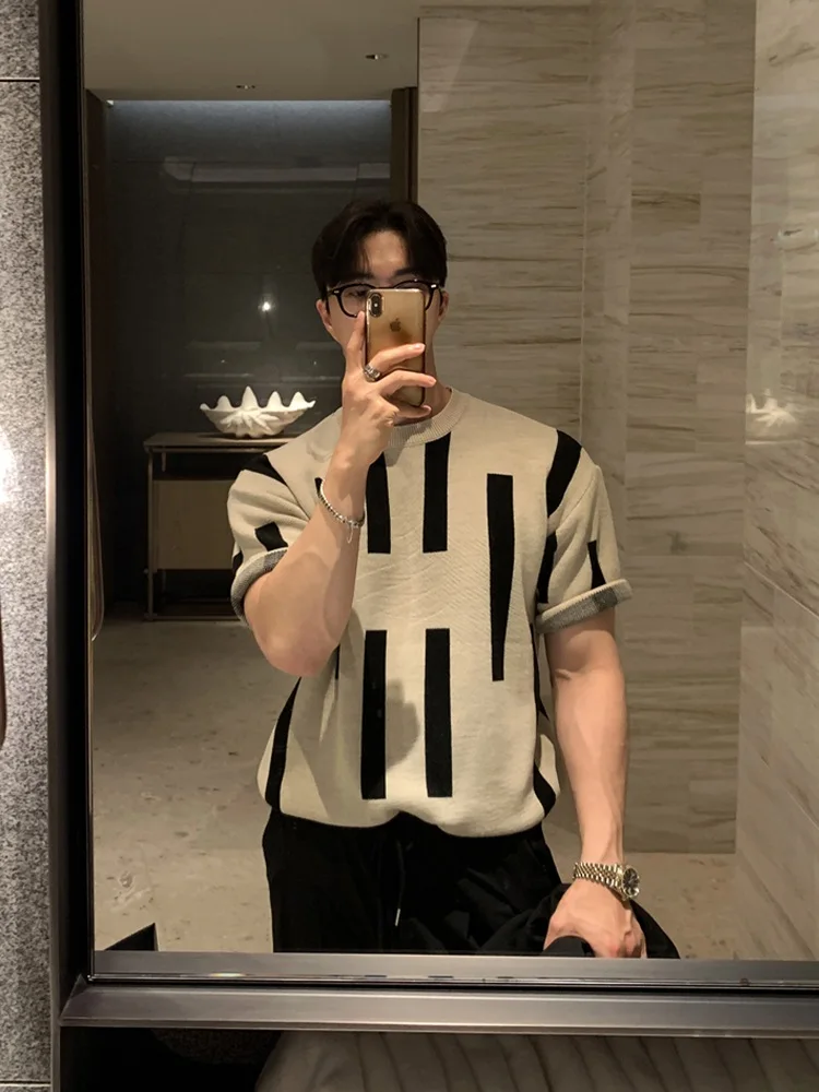 American High Street round Ne Knitted ort Sve T-irt Men's Summer New Faion Retro Maturi Trending Top
American High Street round Ne Knitted ort Sve T-irt Men's Summer New Faion Retro Maturi Trending Top