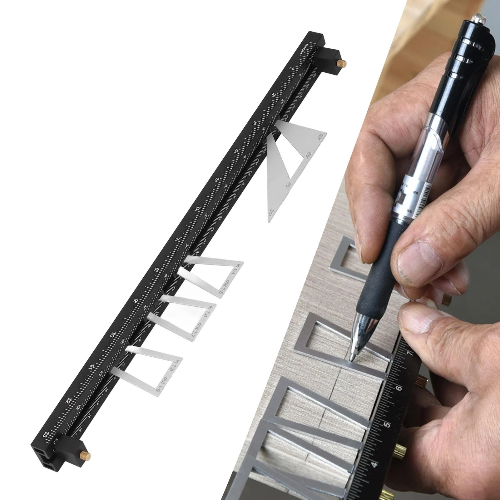 Marking Jig Wheel Marking Set Dovetail Marking Set 1:4 1:5 1:6 1:7 1:8 1:9 Moveable Dovetail Scribing for Woodworking Projects
Marking Jig Wheel Marking Set Dovetail Marking Set 1:4 1:5 1:6 1:7 1:8 1:9 Moveable Dovetail Scribing for Woodworking Projects