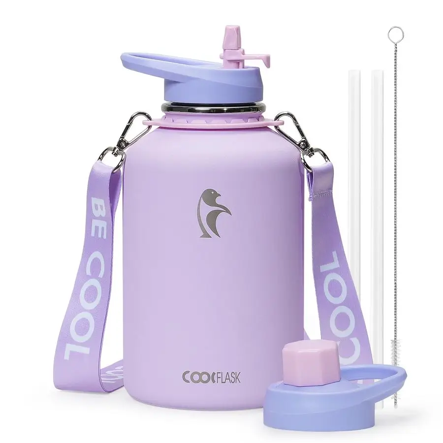 Half Gallon Water Bottle with Strap, 64oz Insulated Water Jug Stainless Steel with Straw amp Spout Lids, Metal Large Water Flask
Half Gallon Water Bottle with Strap, 64oz Insulated Water Jug Stainless Steel with Straw amp Spout Lids, Metal Large Water Flask