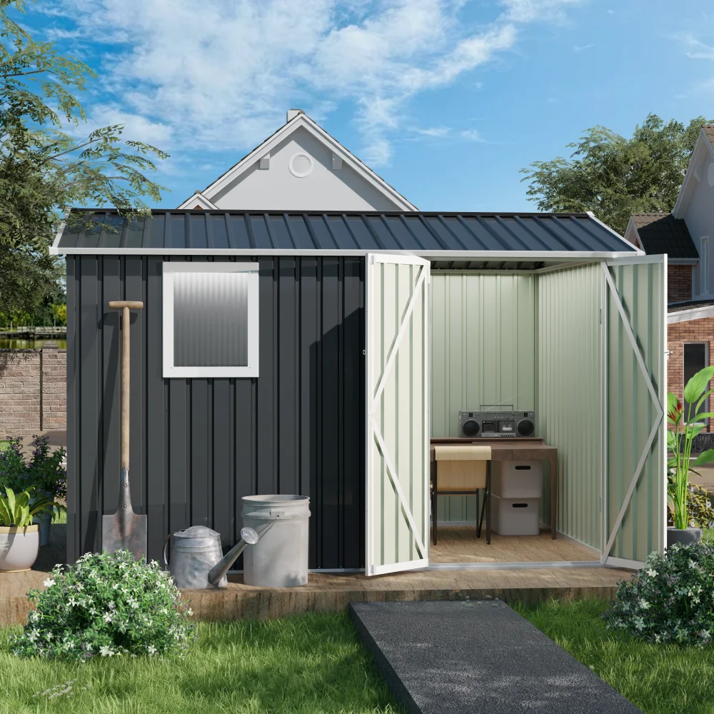 9*6 FT Metal Garden Shed for Patio Backyard Tools House Storage Shed with One Window 9.5 x 6.7FT
9*6 FT Metal Garden Shed for Patio Backyard Tools House Storage Shed with One Window 9.5 x 6.7FT