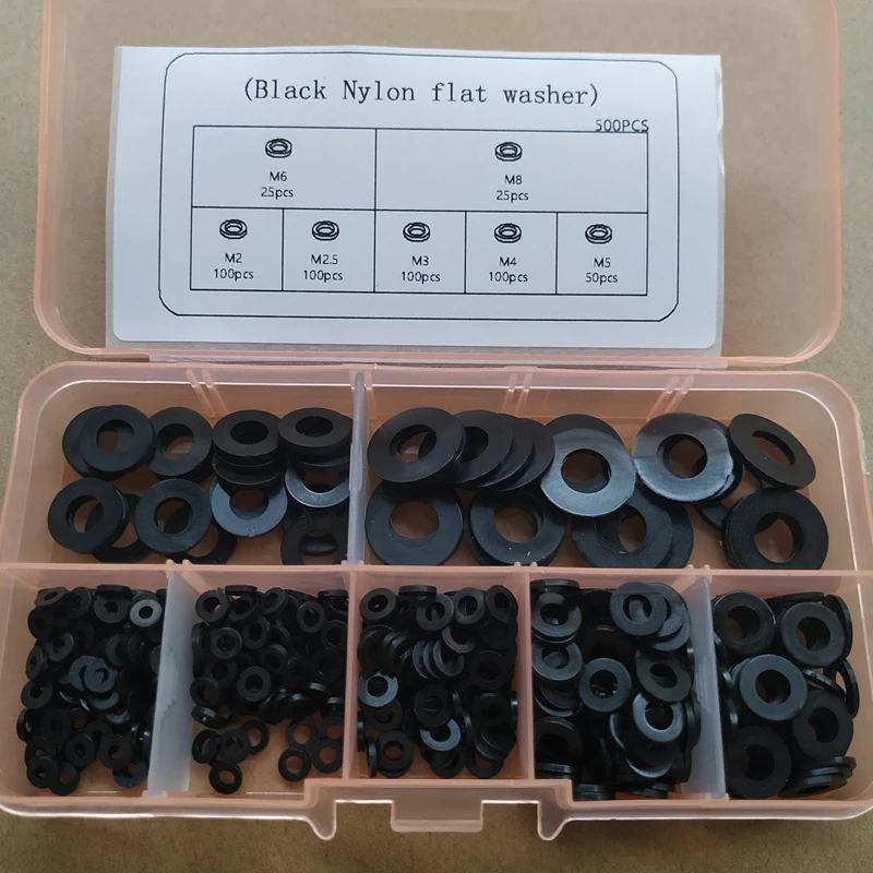 500pcs M2 M2.5 M3 M4 M5 M6 M8 Black white Nylon Flat Washer Plastic Insulation Spacers Seals Gasket Washers Ring Kit
500pcs M2 M2.5 M3 M4 M5 M6 M8 Black white Nylon Flat Washer Plastic Insulation Spacers Seals Gasket Washers Ring Kit
