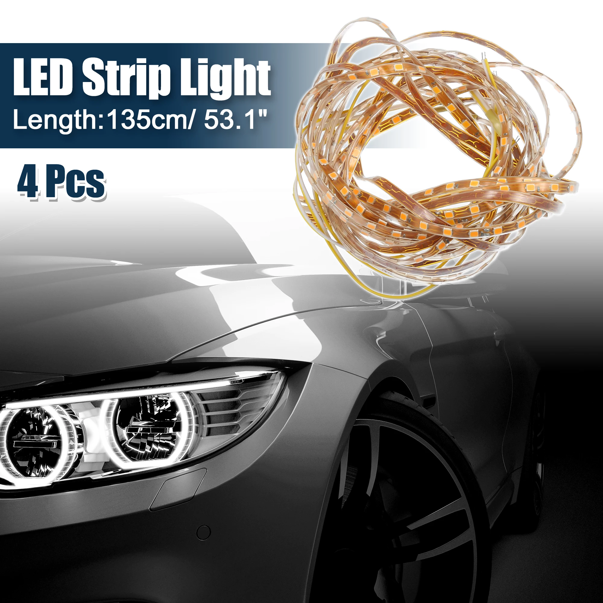 UXCELL 4 шт. 53,1-дюймовая светодиодная лента, украшение, режущий желтый свет для автомобиля, грузовика 
UXCELL 4 шт. 53,1-дюймовая светодиодная лента, украшение, режущий желтый свет для автомобиля, грузовика