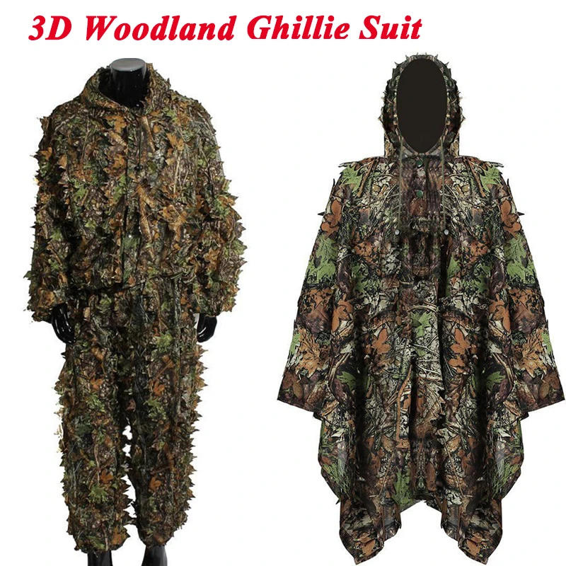 3D Ghillie Suit Camouflaged Clothes for Hunter 3D Camouflage Clothing Woodland Poncho for Hunting Wildlife Photography Costumes
3D Ghillie Suit Camouflaged Clothes for Hunter 3D Camouflage Clothing Woodland Poncho for Hunting Wildlife Photography Costumes