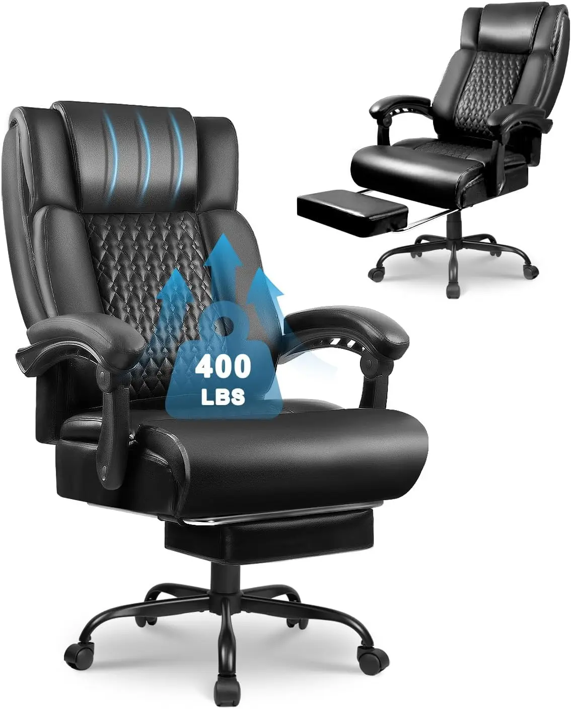 Executive Heavy Duty Office Chair With Foot Rest, Ergonomic High Ba Computer Gaming Chair, Big And Tall, 400Lbs, Lumbar Support
Executive Heavy Duty Office Chair With Foot Rest, Ergonomic High Ba Computer Gaming Chair, Big And Tall, 400Lbs, Lumbar Support