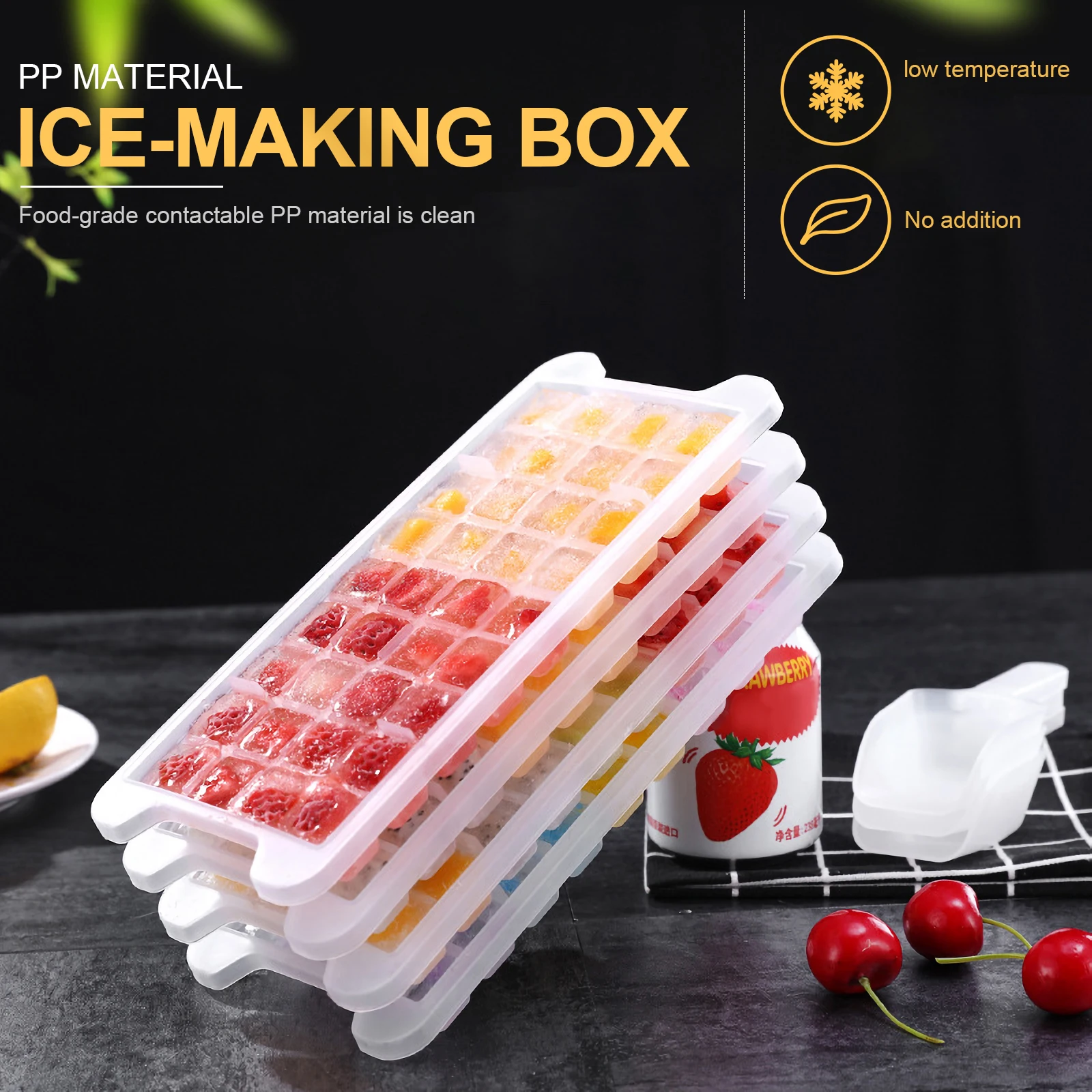 5Pcs Ice Tray Cube Mold Nonstick PP Easy Push Bottom Release Storage Box Fresh Ice Maker Trays Container Odor Free
5Pcs Ice Tray Cube Mold Nonstick PP Easy Push Bottom Release Storage Box Fresh Ice Maker Trays Container Odor Free