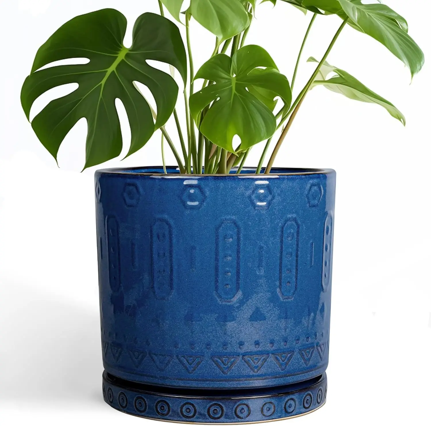 10 Inch Ceramic Plant Pot with Drainage Hole & Saucer, Decorative Flower Pot for Indoor Outdoor Garden Patio Decor, Blue
10 Inch Ceramic Plant Pot with Drainage Hole & Saucer, Decorative Flower Pot for Indoor Outdoor Garden Patio Decor, Blue