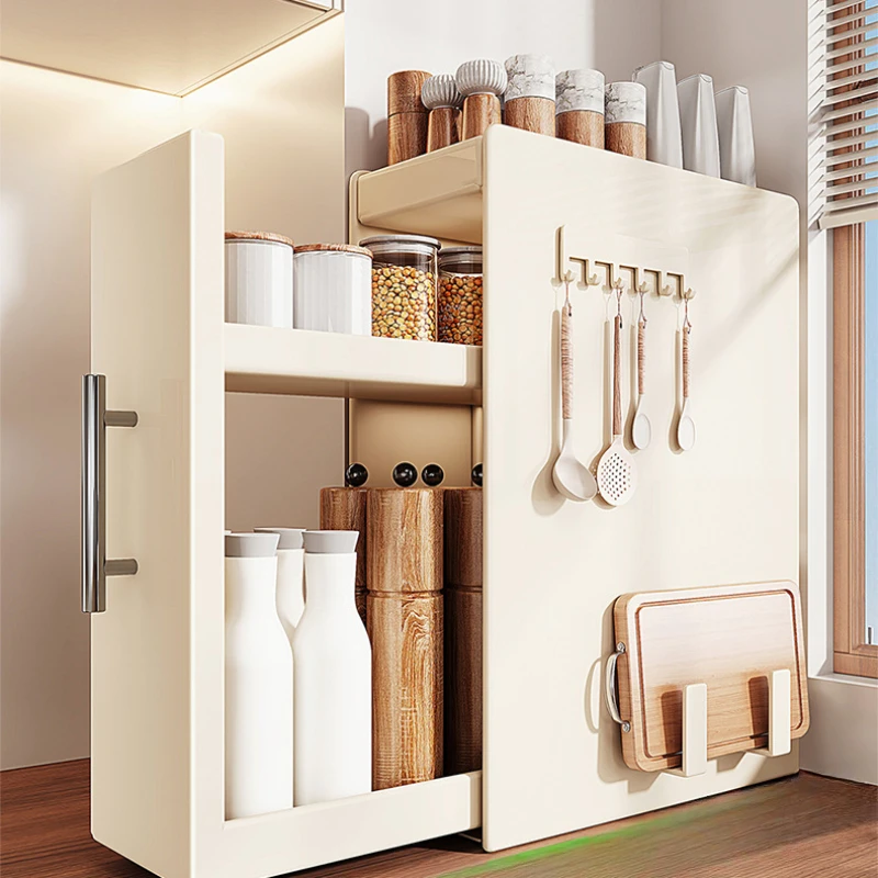 Narrow Pull-out Countertop Seasoning Rack, Multi-layer Dustproof Cream Style Organizer for Oil, Salt, Vinegar & Spices
Narrow Pull-out Countertop Seasoning Rack, Multi-layer Dustproof Cream Style Organizer for Oil, Salt, Vinegar & Spices