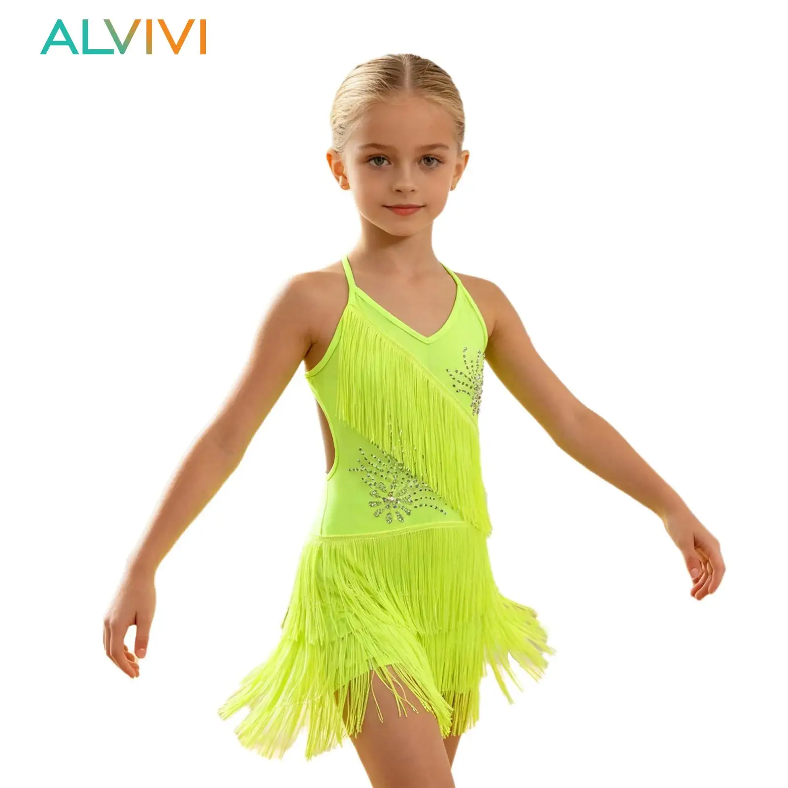 Kids Girls Tassel Latin Dance Competition Costume Salsa Tango Performance Outfit Round Neck Keyhole Back Mesh Rumba Dress
Kids Girls Tassel Latin Dance Competition Costume Salsa Tango Performance Outfit Round Neck Keyhole Back Mesh Rumba Dress