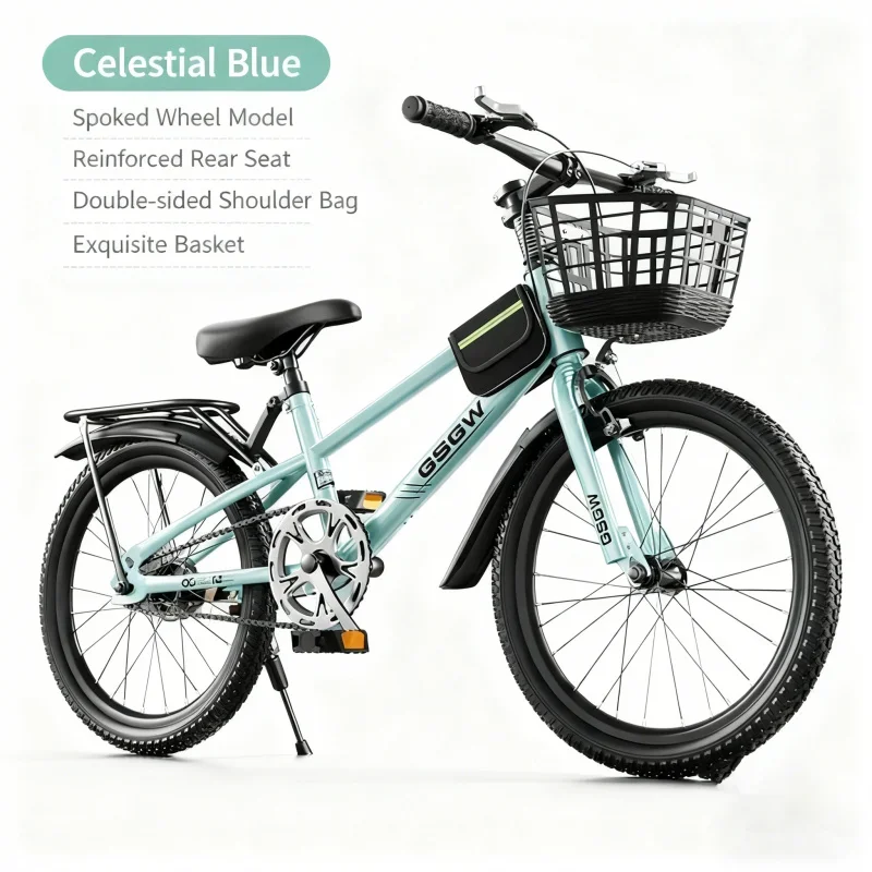 Sky Blue High Edition Children's Bicycle - Single Speed Mountain Bike with Car Basket Rear Seat Rack for Primary And Secondary S
Sky Blue High Edition Children's Bicycle - Single Speed Mountain Bike with Car Basket Rear Seat Rack for Primary And Secondary S