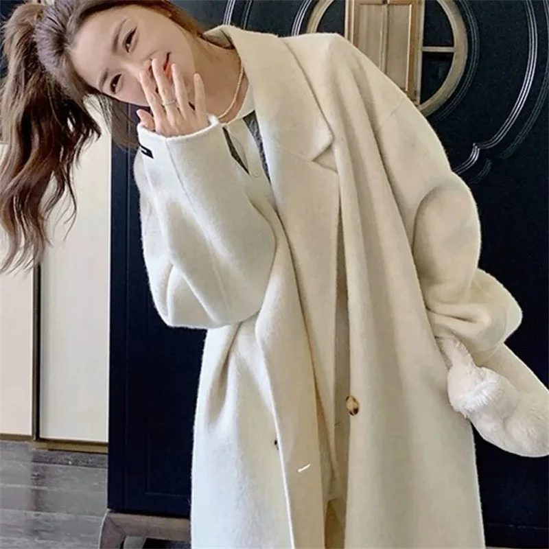 Coats and Jackets Women Korean Fashion Double Sided Wool Coat 2025 New Lapel Double Breasted Oversized Femme Elegant Winter Coat
Coats and Jackets Women Korean Fashion Double Sided Wool Coat 2025 New Lapel Double Breasted Oversized Femme Elegant Winter Coat