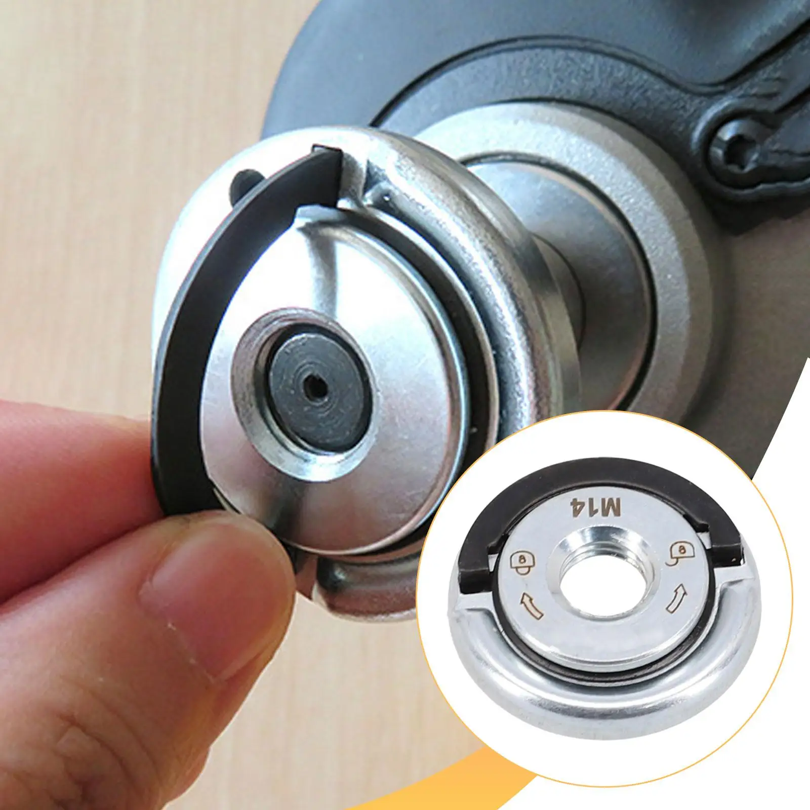 Самоблокирующаяся нажимная пластина M14 Угловая шлифовальная машина с резьбой M14 Быстросъемная, для режущих дисков
Самоблокирующаяся нажимная пластина M14 Угловая шлифовальная машина с резьбой M14 Быстросъемная, для режущих дисков