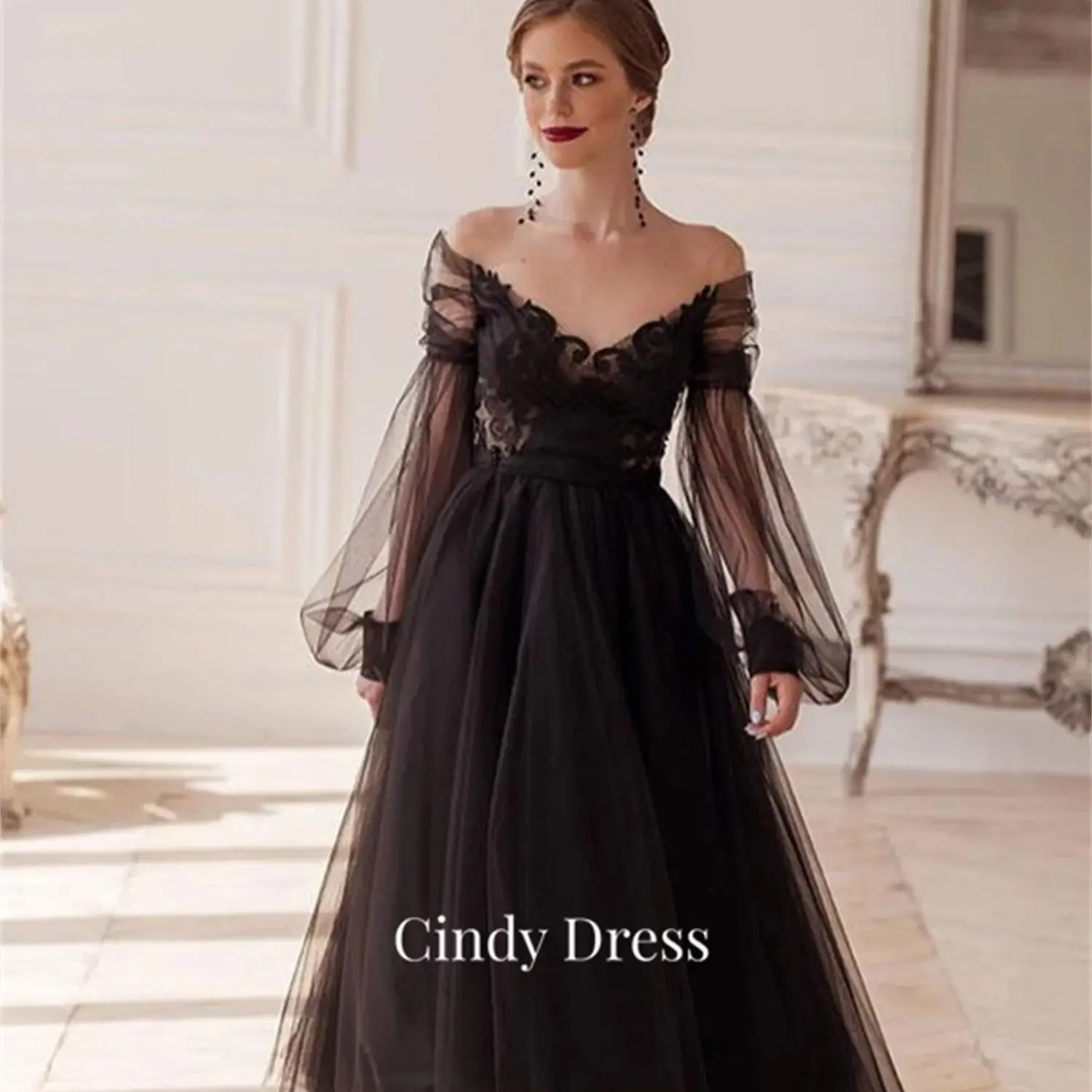 Cindy Chiffon Lace A-line Black Prom Dress Formal Bride Dresses Evening Luxury 2023 Elegant Women Long Party Women's Dubai
Cindy Chiffon Lace A-line Black Prom Dress Formal Bride Dresses Evening Luxury 2023 Elegant Women Long Party Women's Dubai