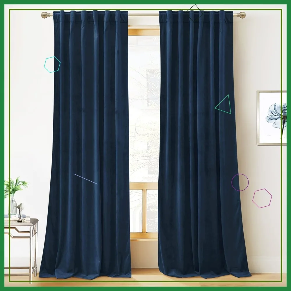 Navy Blue Velvet Blackout Curtains 90 inch - Thermal Insulated Noise Reducing Drapes for Living Room, 2 Panels, W52 x L90
Navy Blue Velvet Blackout Curtains 90 inch - Thermal Insulated Noise Reducing Drapes for Living Room, 2 Panels, W52 x L90