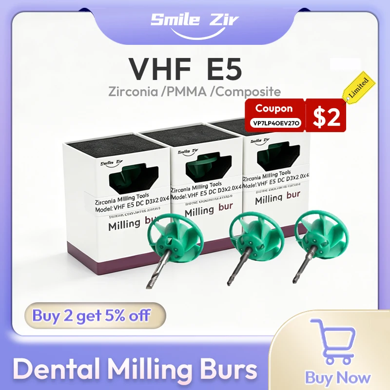 VHF E5 E4 Dental Fan Milling Burs for Zirconia PMMA DC NC Diamond Coating Cutter D3 Dental Lab Grinding CAD CAM Grinding Drills
VHF E5 E4 Dental Fan Milling Burs for Zirconia PMMA DC NC Diamond Coating Cutter D3 Dental Lab Grinding CAD CAM Grinding Drills