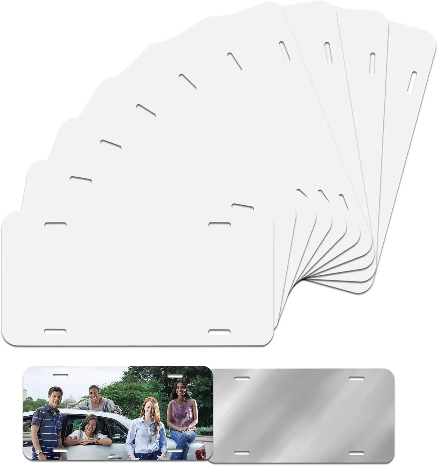 10 Pack Sublimation License Plate Blanks for DIY Custom Design, Aluminum Metal Automotive Tag 12x6 Inches White
10 Pack Sublimation License Plate Blanks for DIY Custom Design, Aluminum Metal Automotive Tag 12x6 Inches White
