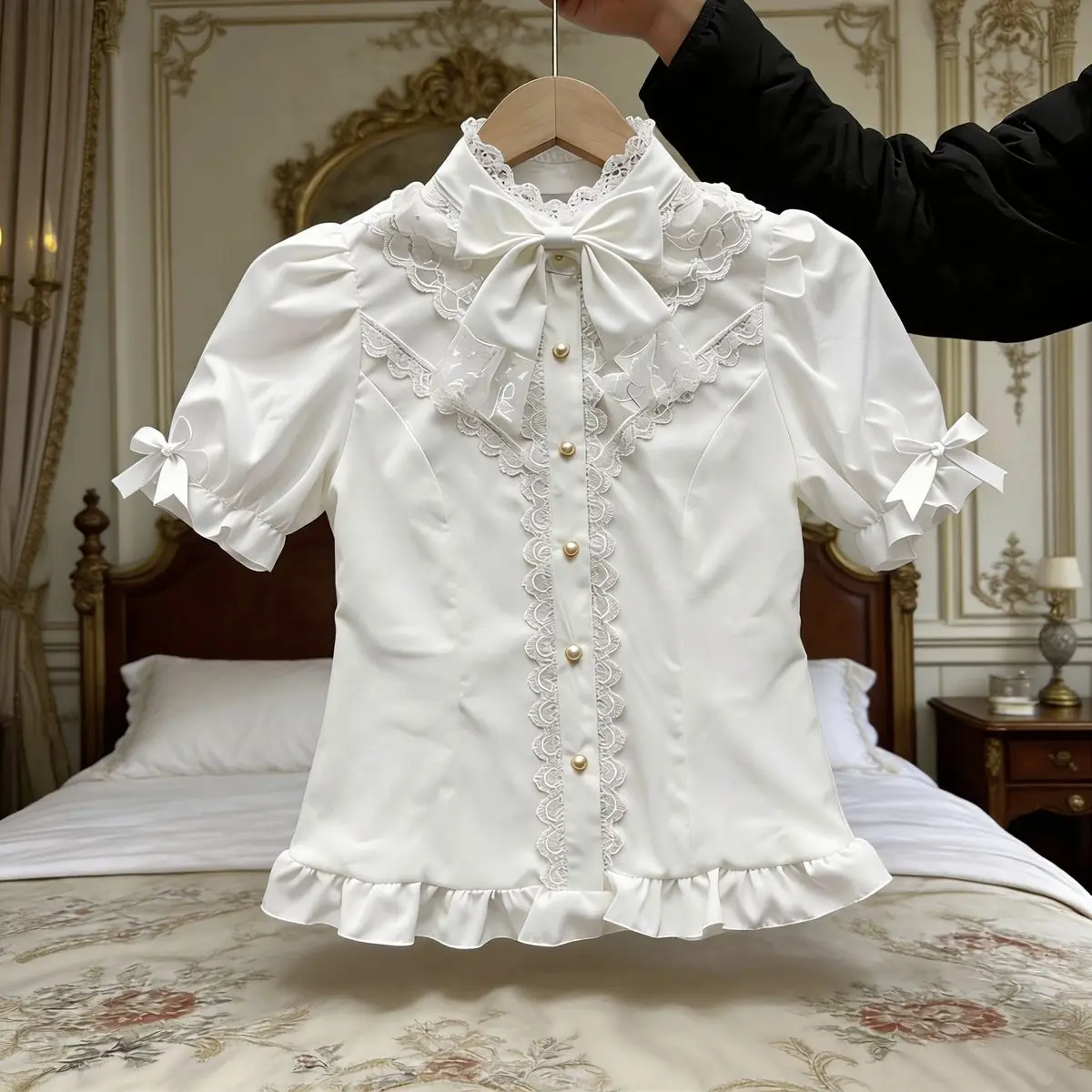 Women's Shirt Lolita Summer Short Sleeved Top Shirt Bubble Sleeves
Women's Shirt Lolita Summer Short Sleeved Top Shirt Bubble Sleeves
