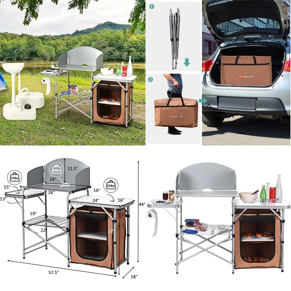 Портативный складной кухонный стол для улицы с местом для хранения и съемным ветрозащитным экраном, 26 дюймов, для кемпинга, барбекю, пикника, пляжа и автодома
Портативный складной кухонный стол для улицы с местом для хранения и съемным ветрозащитным экраном, 26 дюймов, для кемпинга, барбекю, пикника, пляжа и автодома
