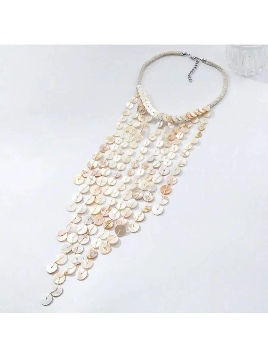 Handwoven Multi-Layer Shell Tassel Necklace For Women Beach Vacation Style
Handwoven Multi-Layer Shell Tassel Necklace For Women Beach Vacation Style