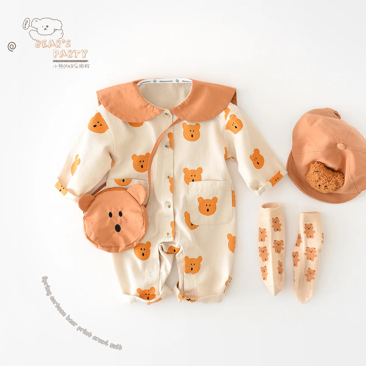 2024 Spring Autumn Korean Baby Girls Jumpsuit Printed Cartoon Bear Long Sleeve Romper Patchwork Turn Down Collar Infant Outfit
2024 Spring Autumn Korean Baby Girls Jumpsuit Printed Cartoon Bear Long Sleeve Romper Patchwork Turn Down Collar Infant Outfit