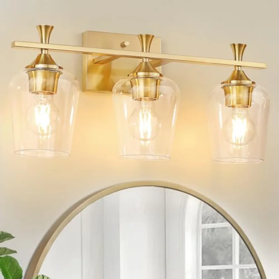 3 Light Bathroom Vanity Light - Bathroom Lighting Fixtures Over Mirror, Modern Wall Sconces with Transparent Glass Lampshade fo
3 Light Bathroom Vanity Light - Bathroom Lighting Fixtures Over Mirror, Modern Wall Sconces with Transparent Glass Lampshade fo
