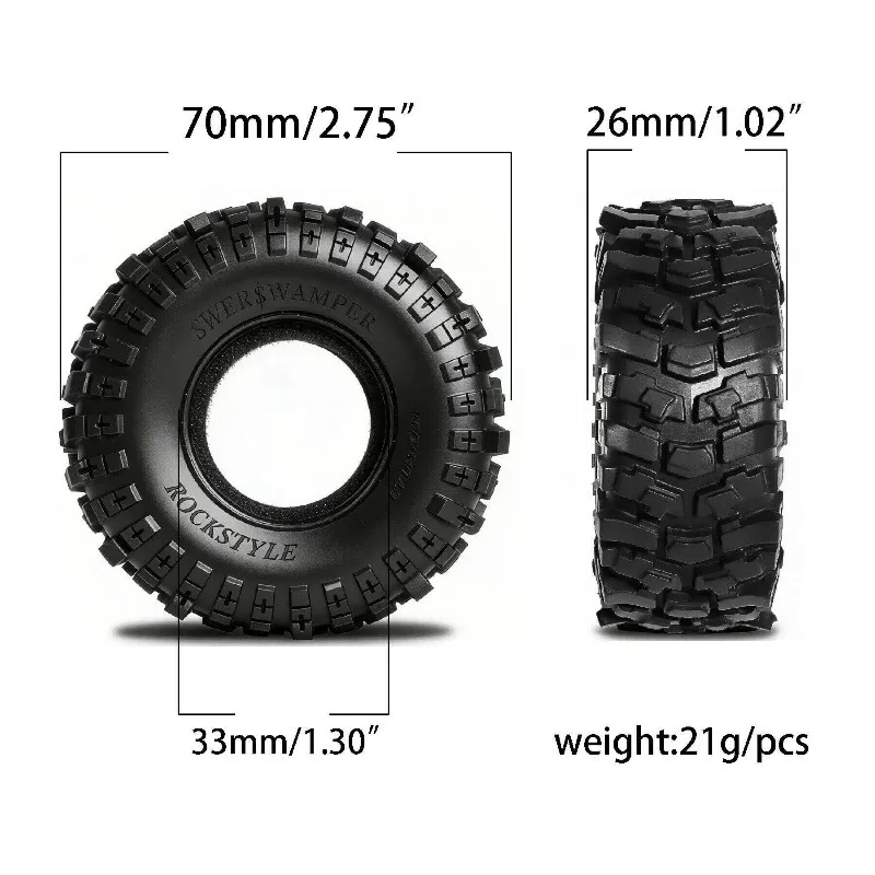 1.3“ Crawler Car Tires Soft Sticky Rubber Tyre for 1/18 1/24 Scale RC Car Axial SCX24 FCX24 TRX4M FCX18 Enduro24 Upgrade Parts
1.3“ Crawler Car Tires Soft Sticky Rubber Tyre for 1/18 1/24 Scale RC Car Axial SCX24 FCX24 TRX4M FCX18 Enduro24 Upgrade Parts