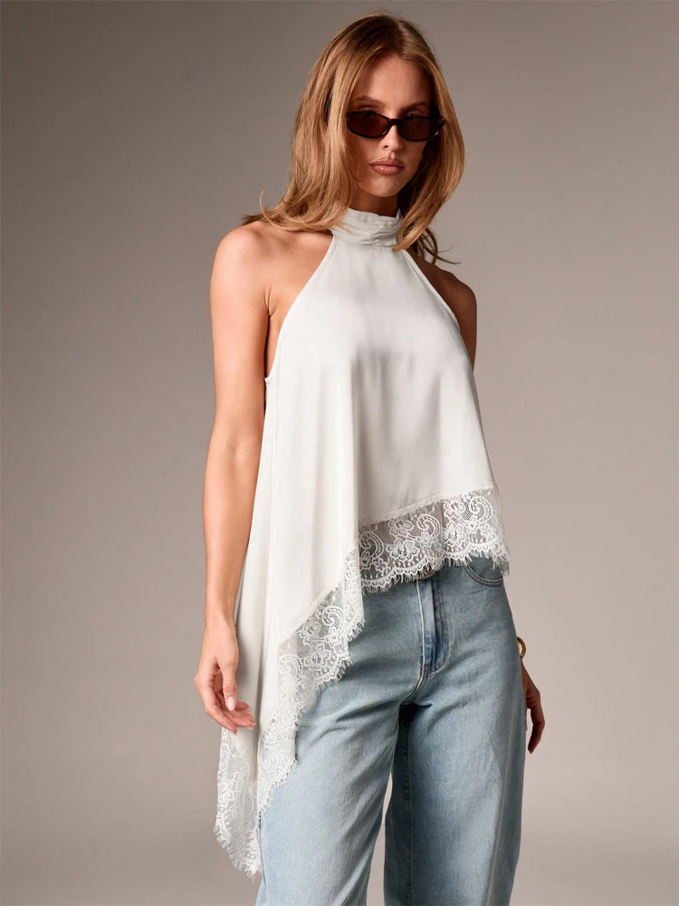 Sexy Lace Loose Halter Top Women Fashion Solid Sleeveless Off-shoulder Irregular Hem Satin Tops 2026 Lady Date Street Blouse
Sexy Lace Loose Halter Top Women Fashion Solid Sleeveless Off-shoulder Irregular Hem Satin Tops 2026 Lady Date Street Blouse