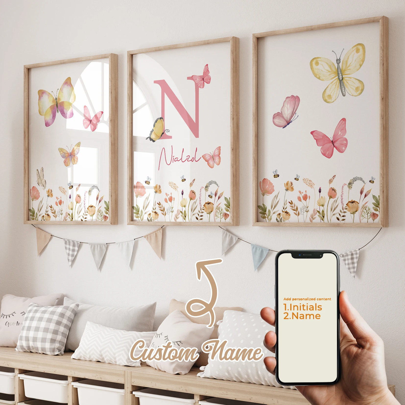 Modern Personalized Name Custom YellowPink Butterfly Flower Wall Art Print Canvas Painting Poster Picture For KidRoom Home Decor
Modern Personalized Name Custom YellowPink Butterfly Flower Wall Art Print Canvas Painting Poster Picture For KidRoom Home Decor