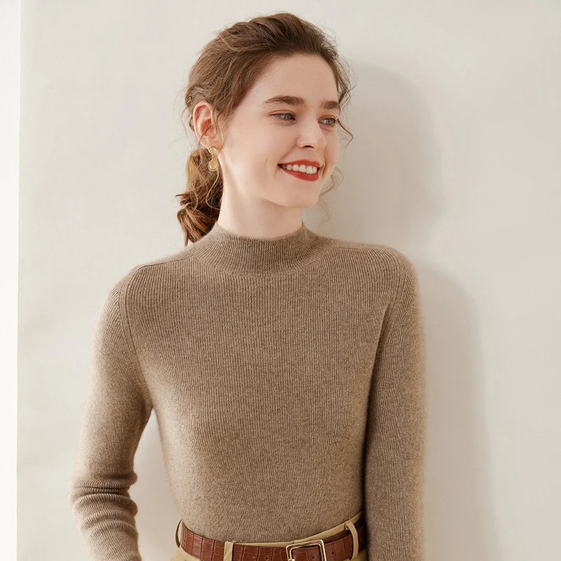 Short half high neck 100% pure cashmere sweater Women's pullover bottom sweater High elasticity and slimming temperament sweater
Short half high neck 100% pure cashmere sweater Women's pullover bottom sweater High elasticity and slimming temperament sweater