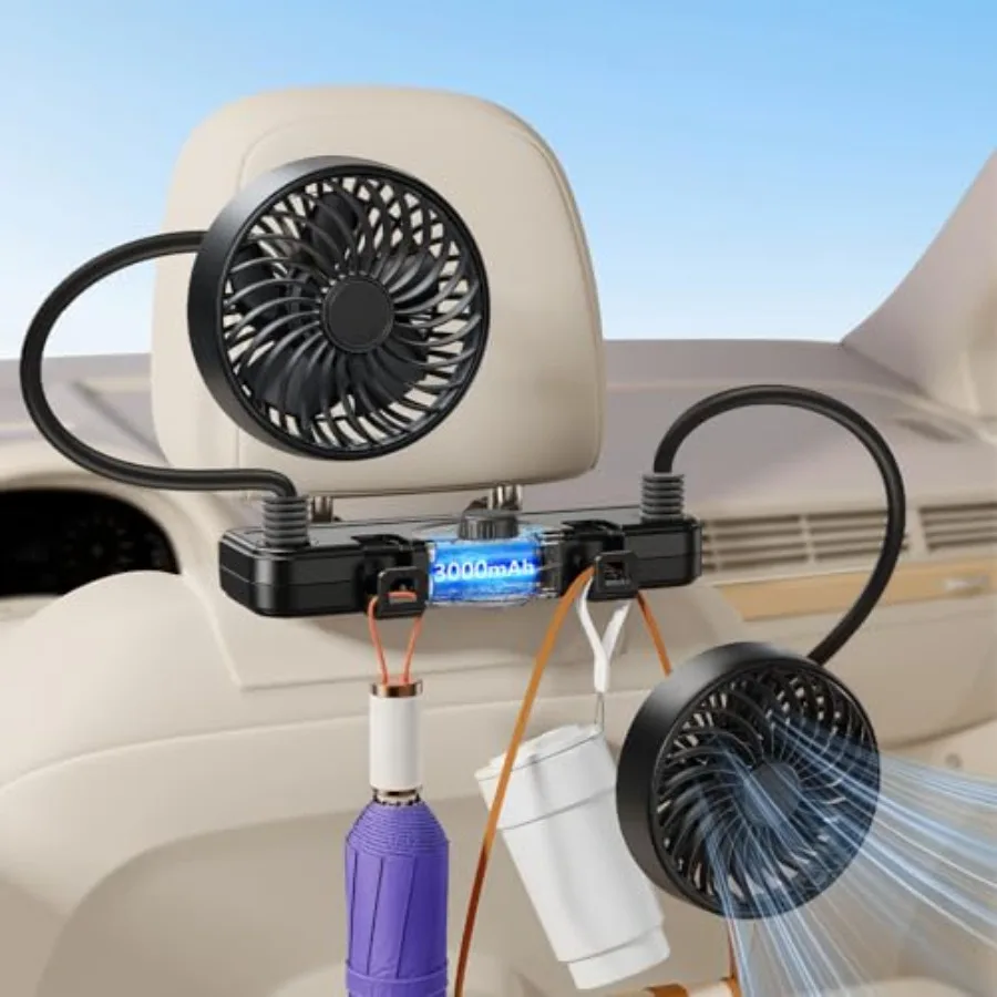 3000mAh Dual 360 Hose Rechargeable Fan for Car SUV RV Pickup Vehicle Headrest, Car Seat Fan for Baby Rear Facing - Quiet Steple
3000mAh Dual 360 Hose Rechargeable Fan for Car SUV RV Pickup Vehicle Headrest, Car Seat Fan for Baby Rear Facing - Quiet Steple