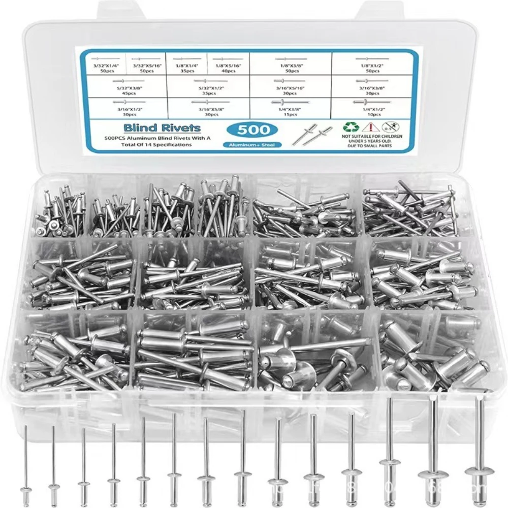 3/32" 1/8" 5/32" 3/16"Shank Mandrel Exhaust Rivets Fasteners 500pcs Silver Aluminum Alloy Blind Riveted Box Blind Rivet
3/32" 1/8" 5/32" 3/16"Shank Mandrel Exhaust Rivets Fasteners 500pcs Silver Aluminum Alloy Blind Riveted Box Blind Rivet