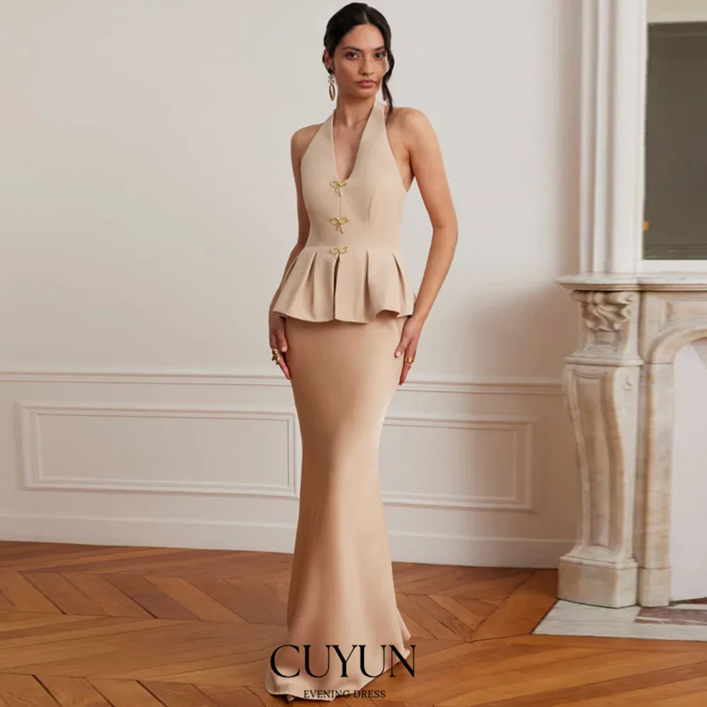 CUYUN Customized Elegant Sheath Women Evening Dresses Halter Ruffled Formal Event Dress Floor-Length Wedding Guest Gown 2026
CUYUN Customized Elegant Sheath Women Evening Dresses Halter Ruffled Formal Event Dress Floor-Length Wedding Guest Gown 2026