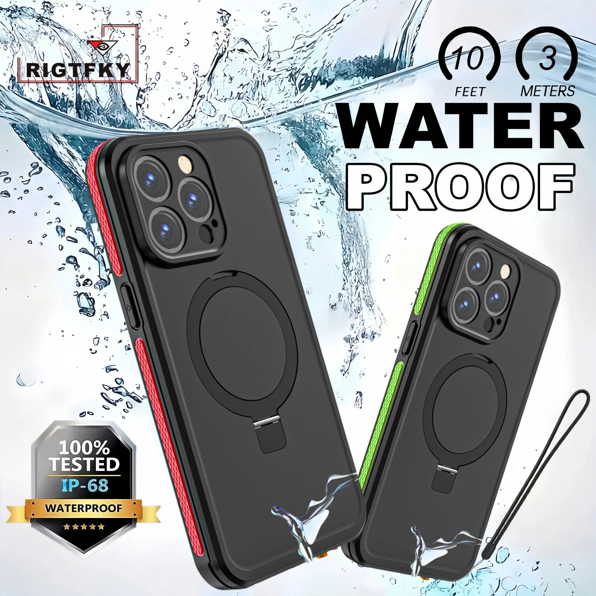 360°Full Protection Phone Case For Iphone 17 16 15 Pro Max 17 Air IP68 Waterproof Cover Dustproof,Snorkeling,Swimming,with Stand
360°Full Protection Phone Case For Iphone 17 16 15 Pro Max 17 Air IP68 Waterproof Cover Dustproof,Snorkeling,Swimming,with Stand
