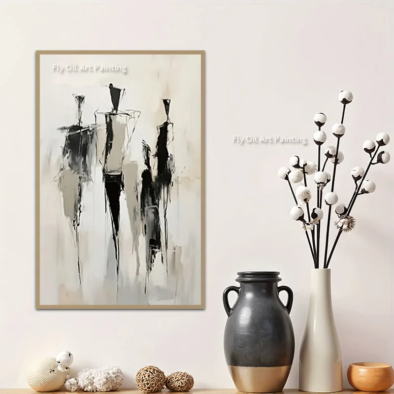 Simplism Artwork Black White People Walking Canvas Thick Wall Art Handmade New Design Beige Gray Oil Painting Original Decor
Simplism Artwork Black White People Walking Canvas Thick Wall Art Handmade New Design Beige Gray Oil Painting Original Decor