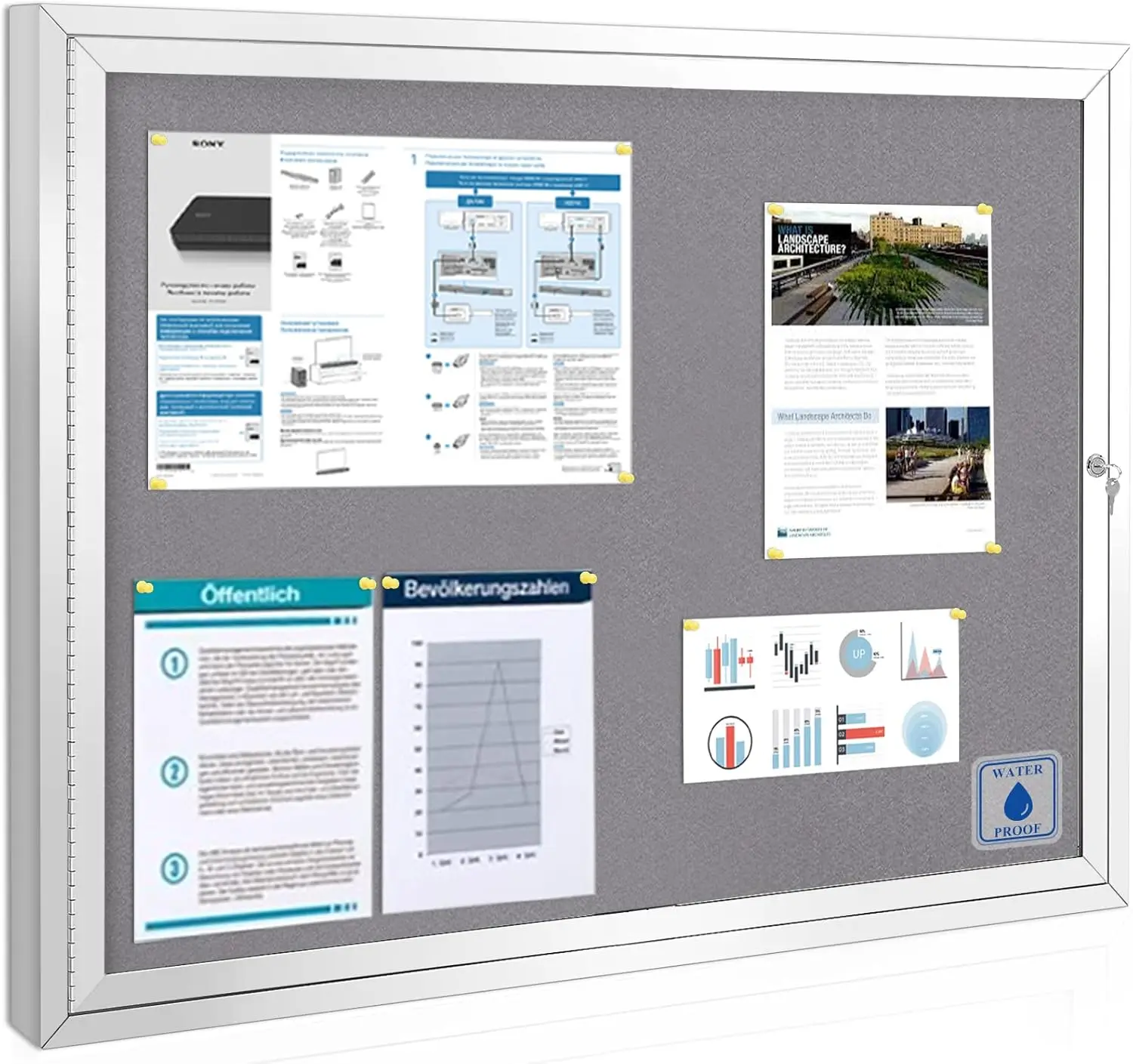 Weather Resistant Enclosed Bulletin Board with Lockable Door, 37x28 Inches for Outdoor Use
Weather Resistant Enclosed Bulletin Board with Lockable Door, 37x28 Inches for Outdoor Use