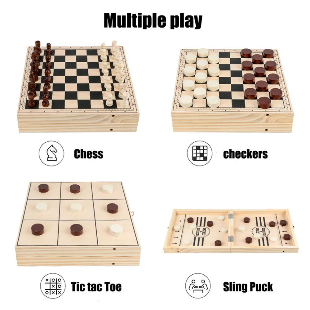 Wooden Chess Board Set for Children, 4 in 1, Checkers, Tic Tac Toe, Sling Puck, Table Game, Family, High Quality
Wooden Chess Board Set for Children, 4 in 1, Checkers, Tic Tac Toe, Sling Puck, Table Game, Family, High Quality