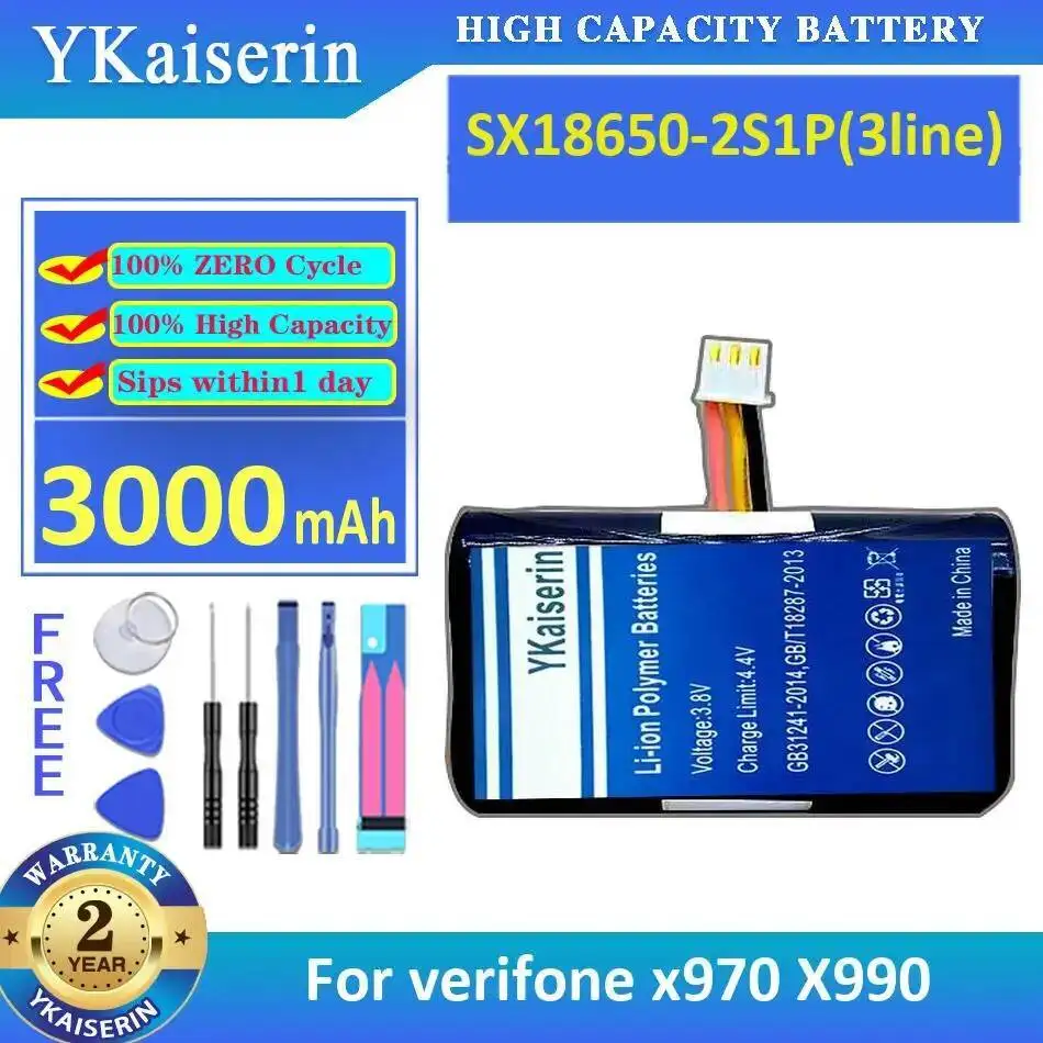 Card Reader Battery Fast Charging 3000Mah Premium Replacement SX18650-2S1P 3Line For Verifone X970 X990
Card Reader Battery Fast Charging 3000Mah Premium Replacement SX18650-2S1P 3Line For Verifone X970 X990