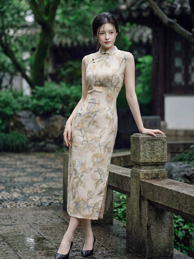 Yellow Flower Improved Jacquard Long Qipao Women's 2026 Spring New Style Girl Sleeveless Young Style Qipao Dress
Yellow Flower Improved Jacquard Long Qipao Women's 2026 Spring New Style Girl Sleeveless Young Style Qipao Dress