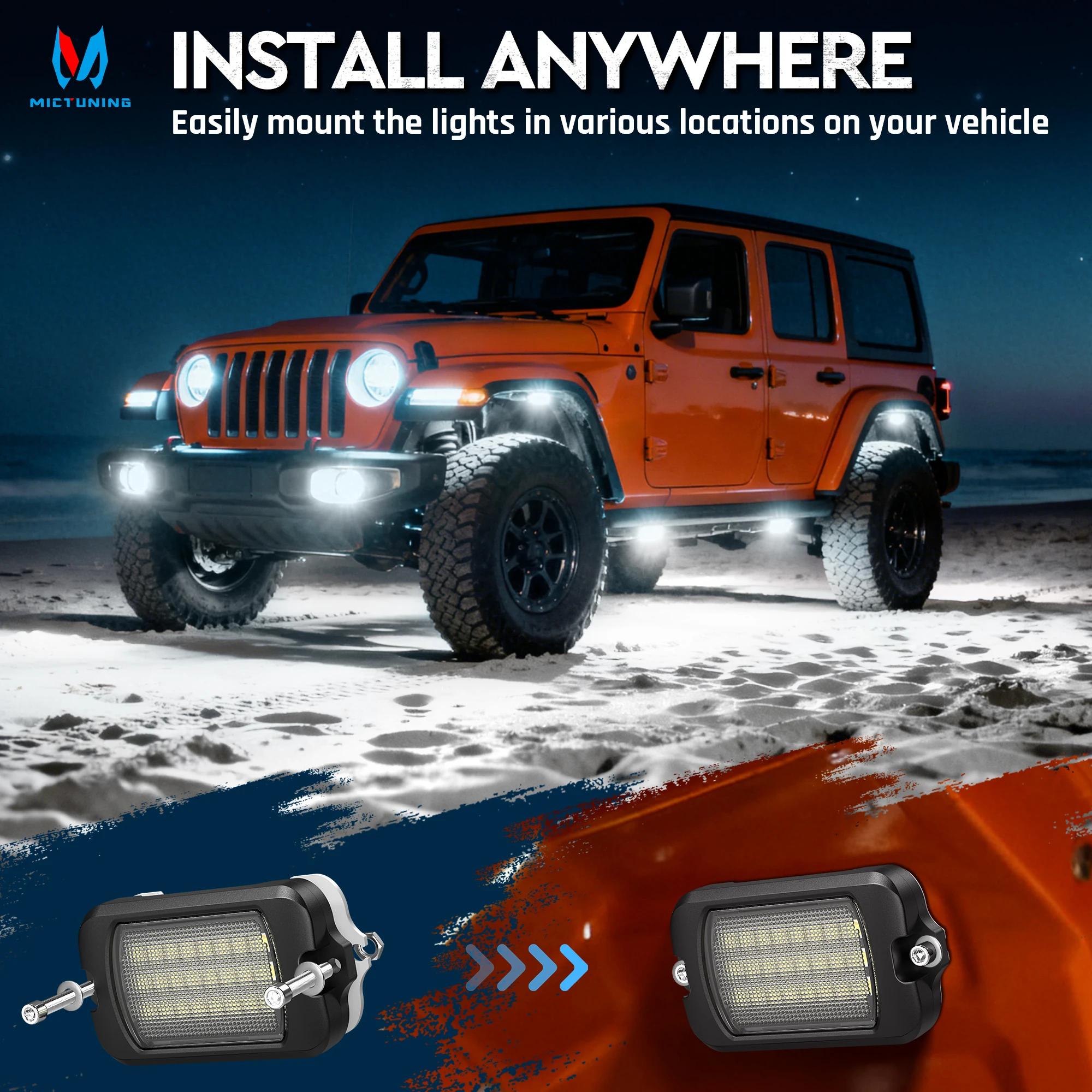 MICTUNING Q1 MAX White Rock Lights,8 Pods Underglow Lights Compatible for Car Truck Offroad,IP68 Waterproof Underbody Light
MICTUNING Q1 MAX White Rock Lights,8 Pods Underglow Lights Compatible for Car Truck Offroad,IP68 Waterproof Underbody Light